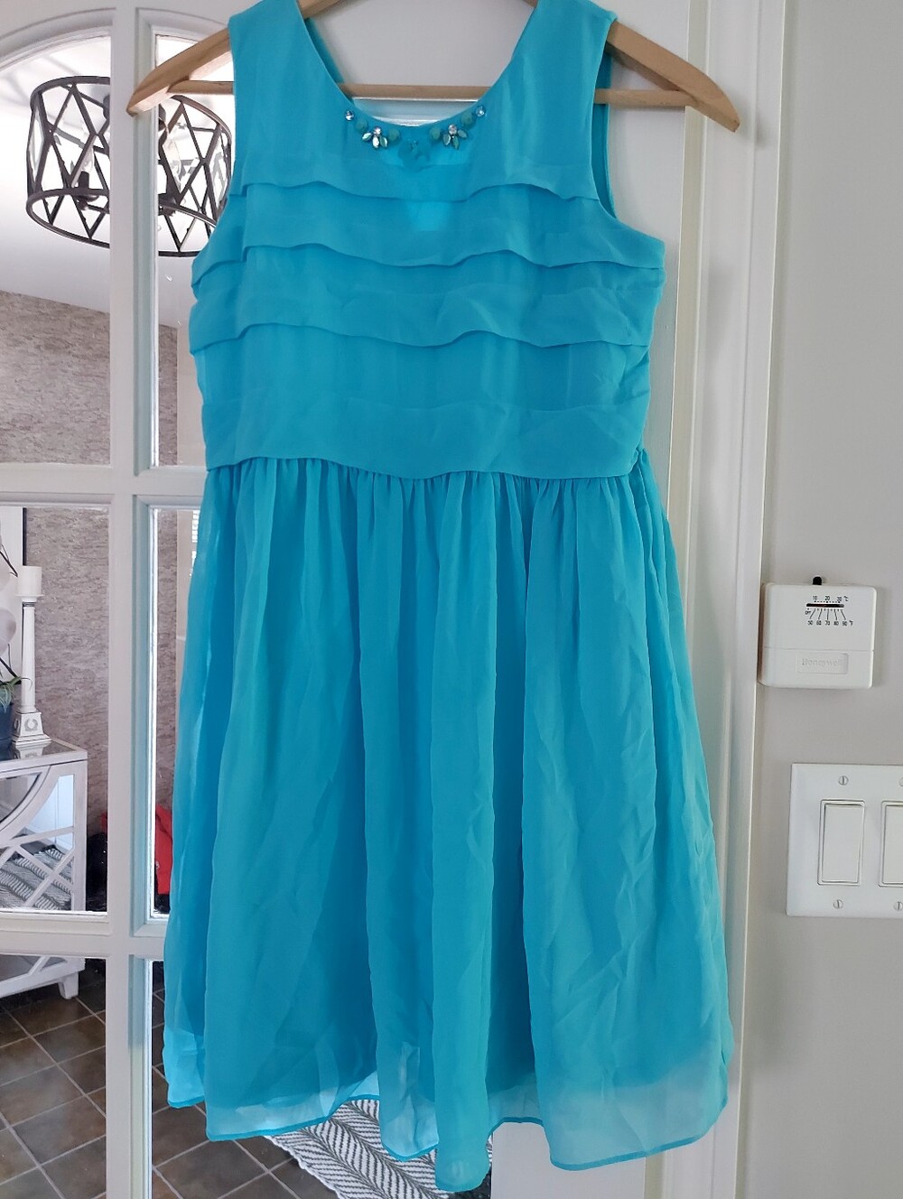 Girls Embellished Sleeveless Ruffle Dress